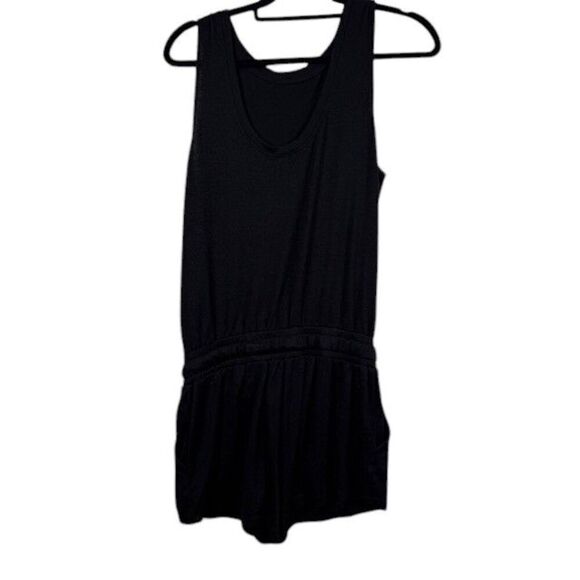 Wilfred Free Black Izabel Jersey Knit Sleeveless Short Romper Pockets Size Small - Picture 4 of 12